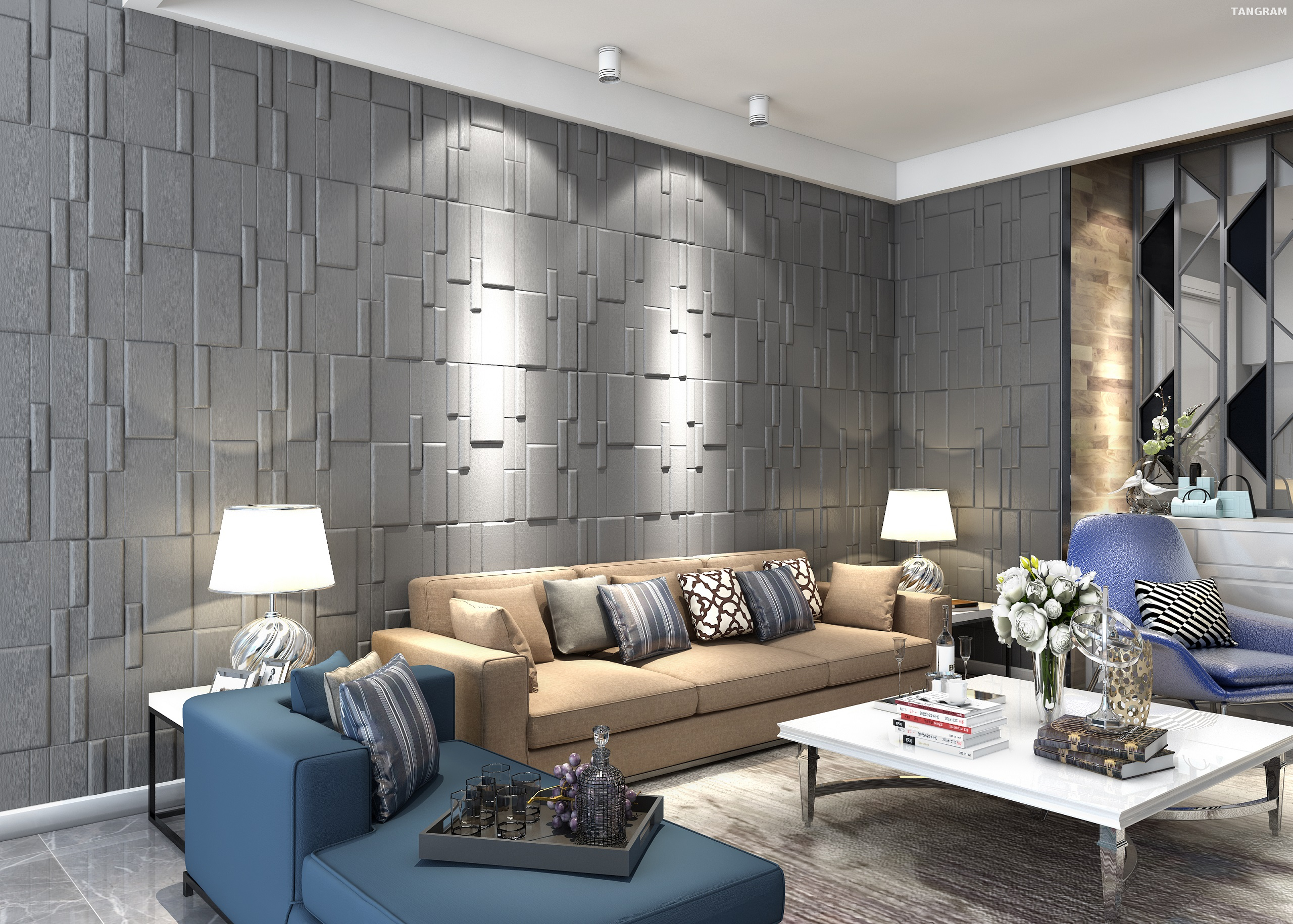 Diseño moderno Aerugo Interior Decoración 3D Panel de pared
