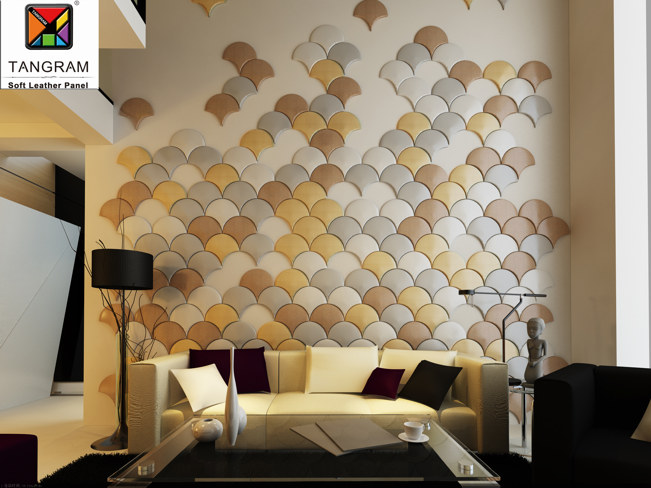 Panel de pared suave blanco interior azulejo de mosaico 3D